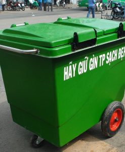 thùng rác 660l có 03 bánh đúc
